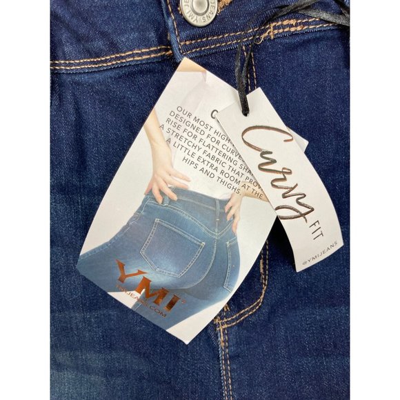 *New YMI Curvy Fit High Rise Skinny Leg Jeans Plus 19/34 Distressed Dark Wash - Picture 5 of 8